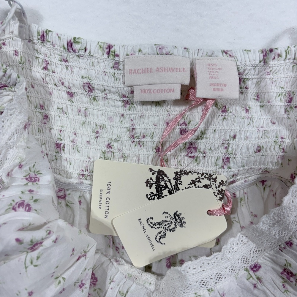 NEW Rachel Ashwell Women's S 100% Cotton Floral Cottagecore Slip Dress Babydoll - Picture 2 of 5
